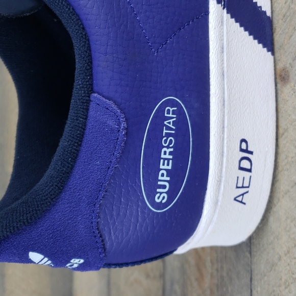 adidas Men's Originals Superstar Retro Leather Shoes Two Laces Legacy Indigo - Picture 9 of 9